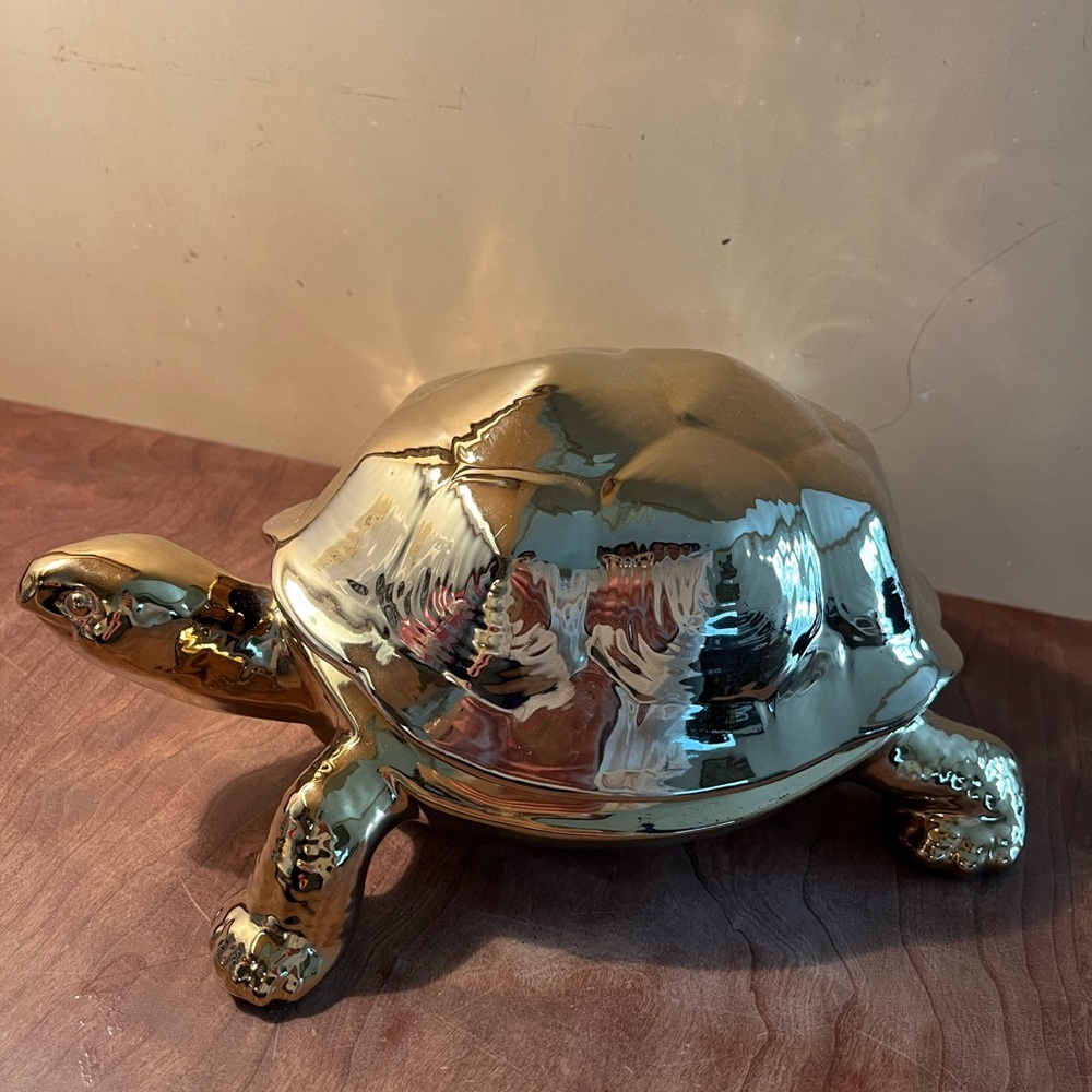 Threshold decorative gold turtle box, top comes off